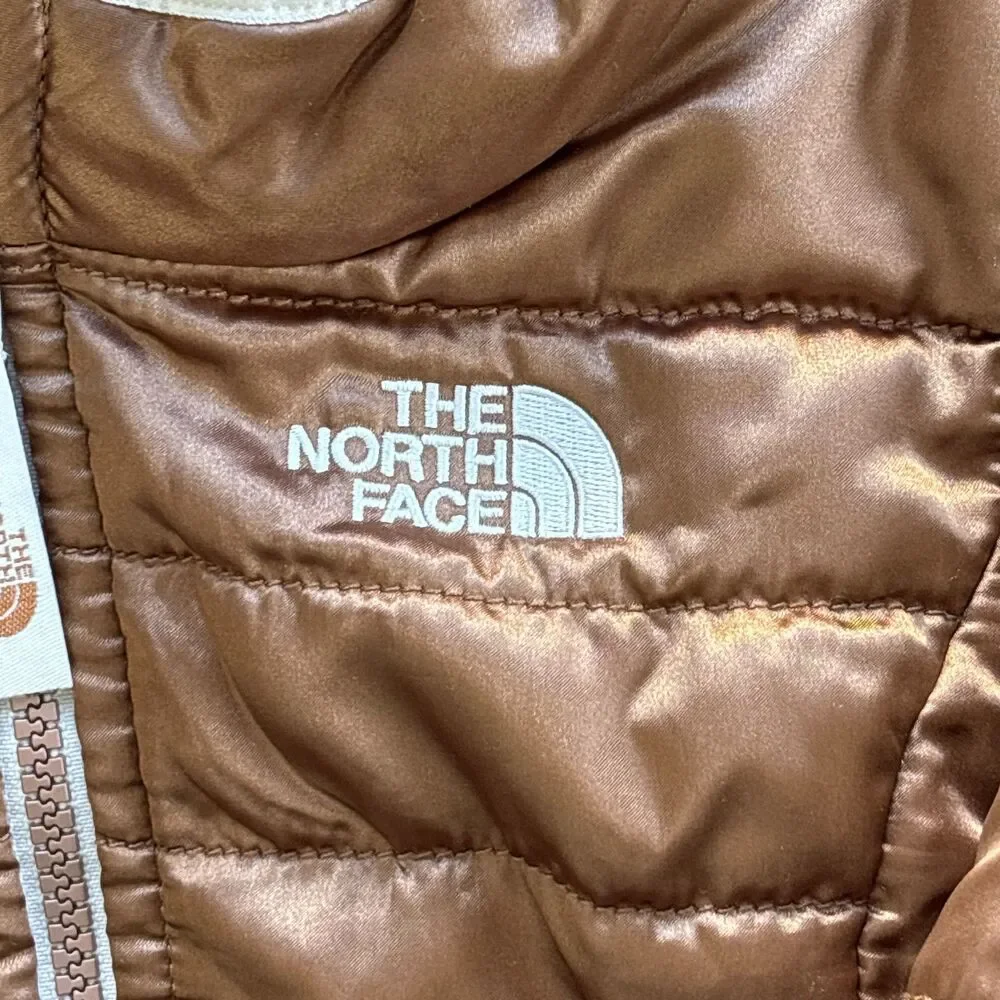 The North Face Baby 6-12M Reversible Bronze Puffer Faux Fur Hooded Jacket Coat